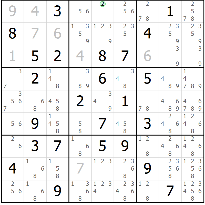 Position des candidats pour la solution de la Gr 48 page 51 du magazine de sudoku Giga sudoku niv 6-8 n° 016
