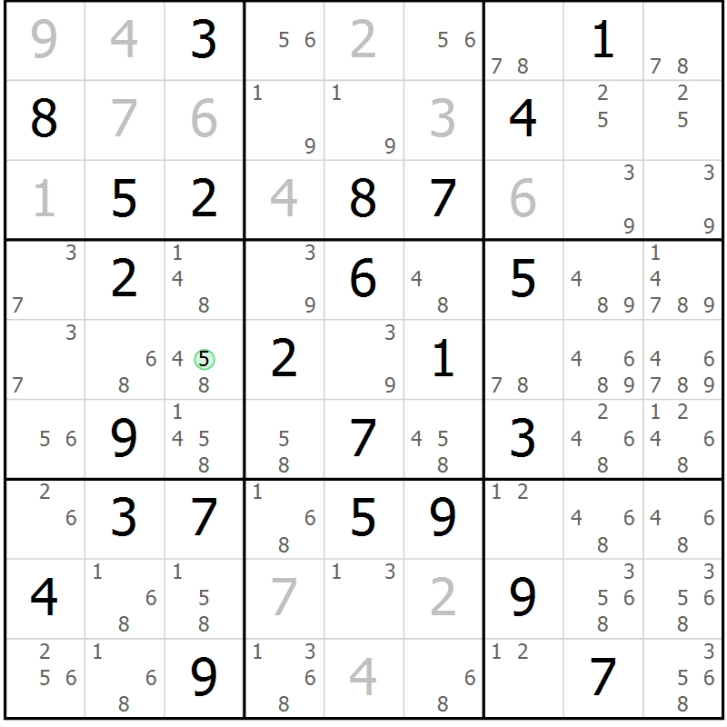 Position des candidats pour la solution de la Gr 48 page 51 du magazine de sudoku Giga sudoku niv 6-8 n° 016