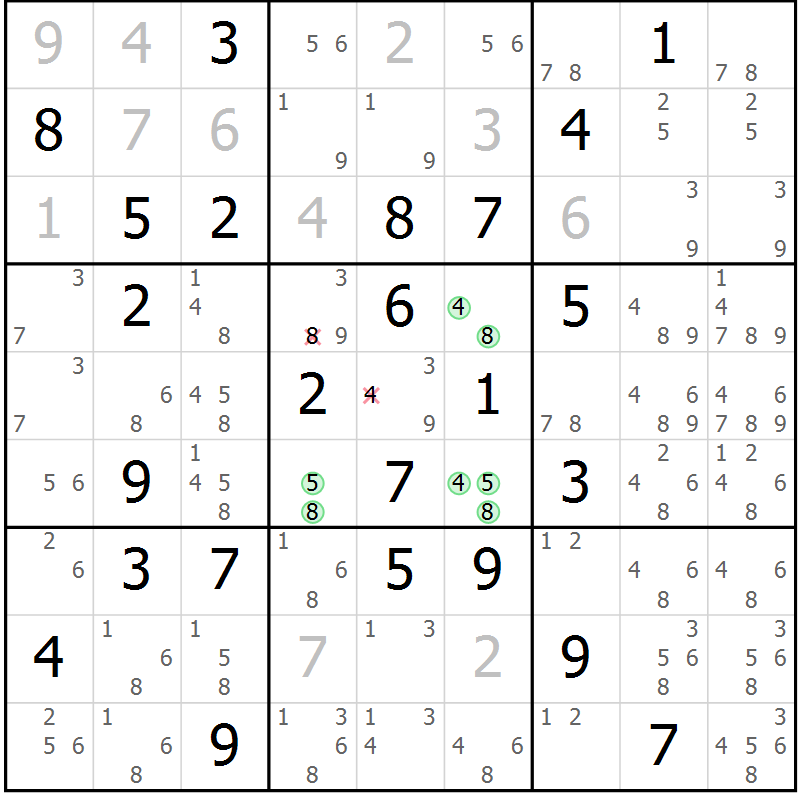 Position des candidats pour la solution de la Gr 48 page 51 du magazine de sudoku Giga sudoku niv 6-8 n° 016