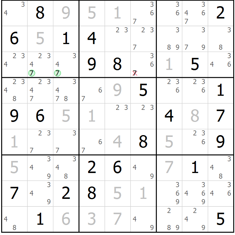Position des candidats pour la solution de la Gr 49 page 52 du magazine de sudoku Giga sudoku niv 6-8 n° 016