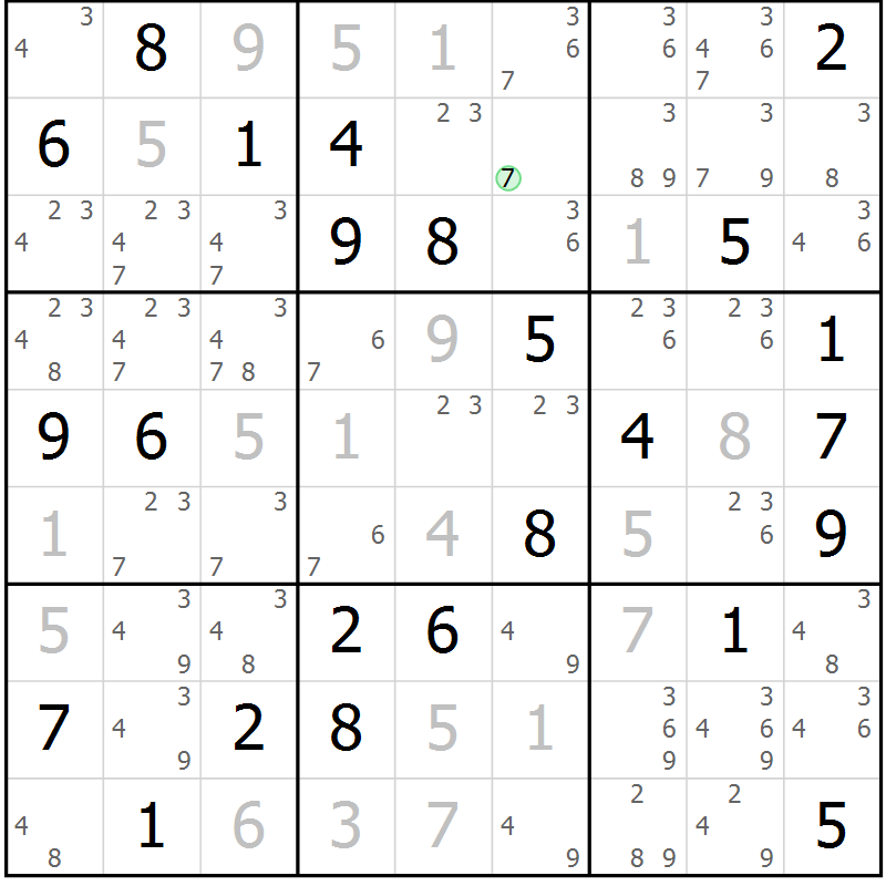 Position des candidats pour la solution de la Gr 49 page 52 du magazine de sudoku Giga sudoku niv 6-8 n° 016