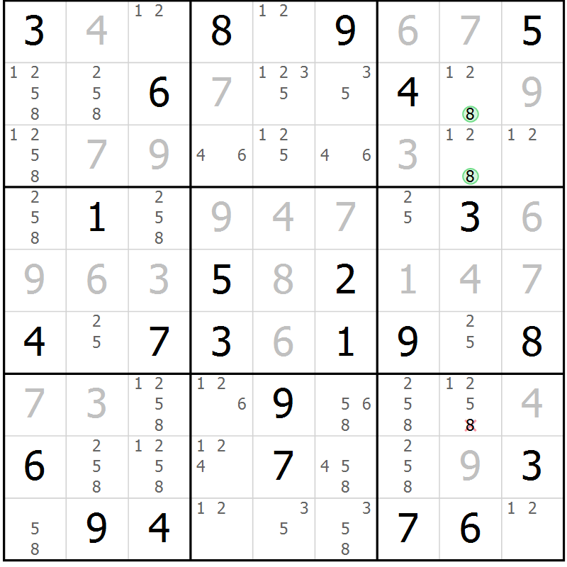 Position des candidats pour la solution de la Gr 52 page 55 du magazine de sudoku Giga sudoku niv 6-8 n° 016