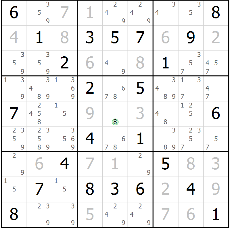 Position des candidats pour la solution de la Gr 57 page 60 du magazine de sudoku Giga sudoku niv 6-8 n° 016