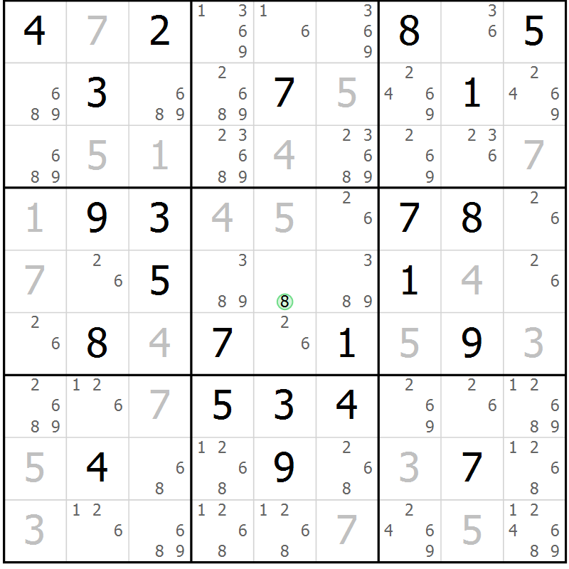 Position des candidats pour la solution de la Gr 63 page 66 du magazine de sudoku Giga sudoku niv 6-8 n° 016