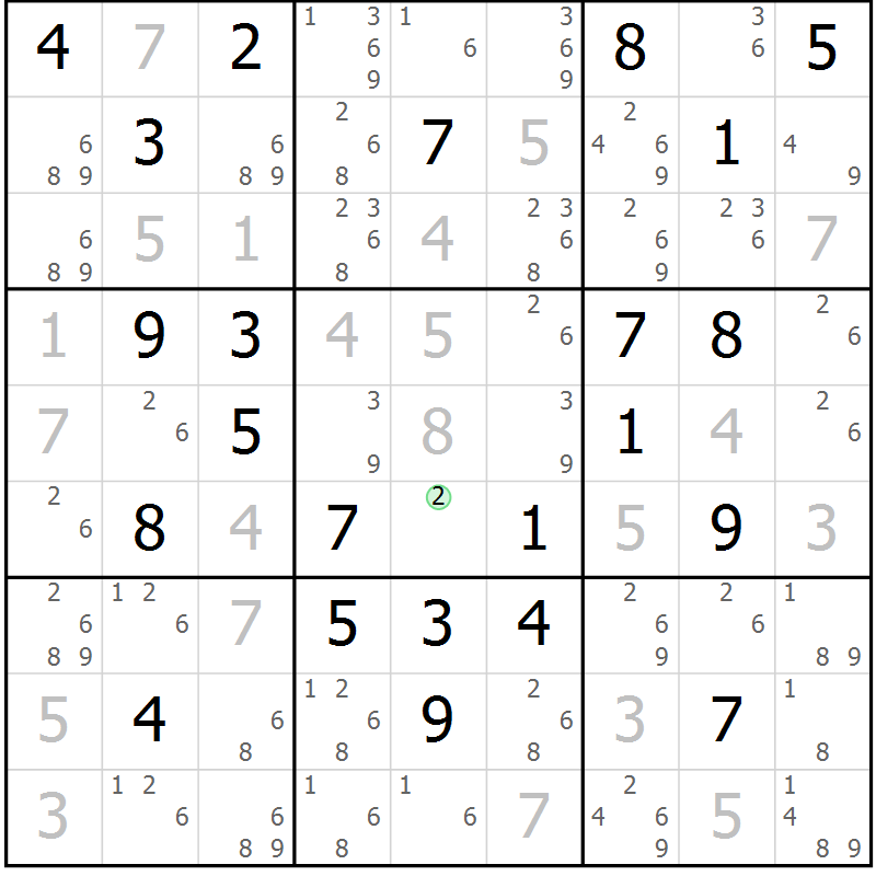 Position des candidats pour la solution de la Gr 63 page 66 du magazine de sudoku Giga sudoku niv 6-8 n° 016