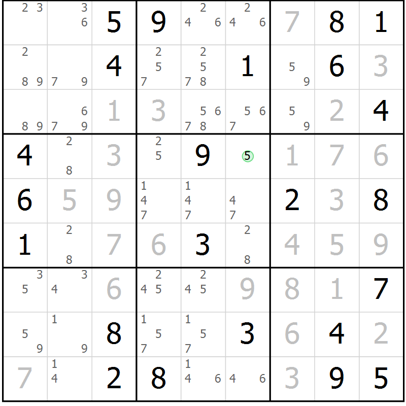 Position des candidats pour la solution de la Gr 67 page 70 du magazine de sudoku Giga sudoku niv 6-8 n° 016