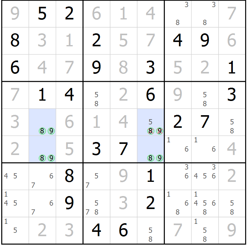Position des candidats pour la solution de la Gr 68 page 71 du magazine de sudoku Giga sudoku niv 6-8 n° 016