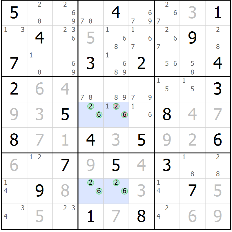 Position des candidats pour la solution de la Gr 76 page 79 du magazine de sudoku Giga sudoku niv 6-8 n° 016