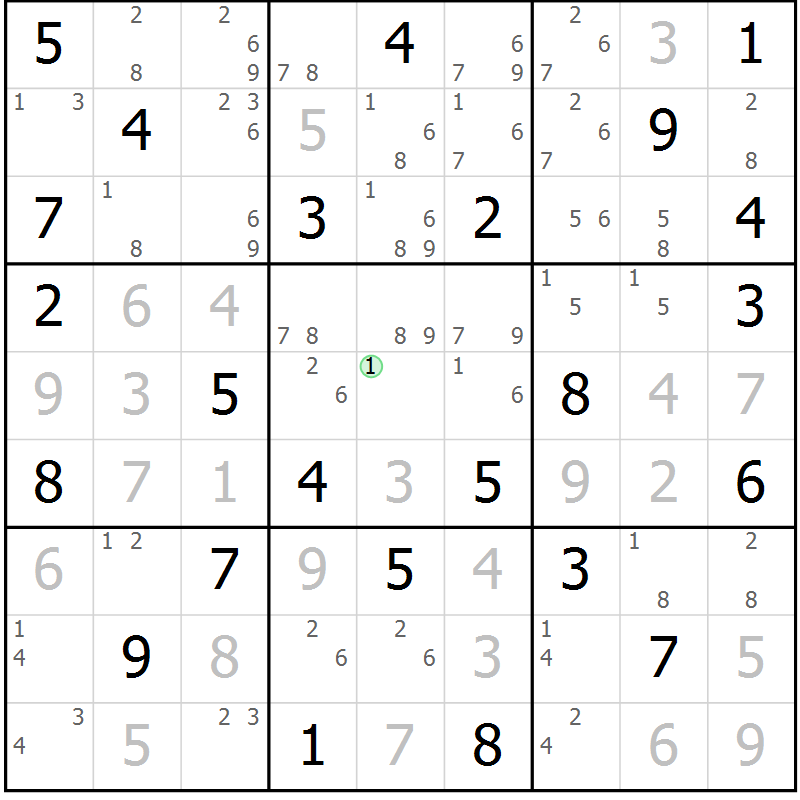 Position des candidats pour la solution de la Gr 76 page 79 du magazine de sudoku Giga sudoku niv 6-8 n° 016