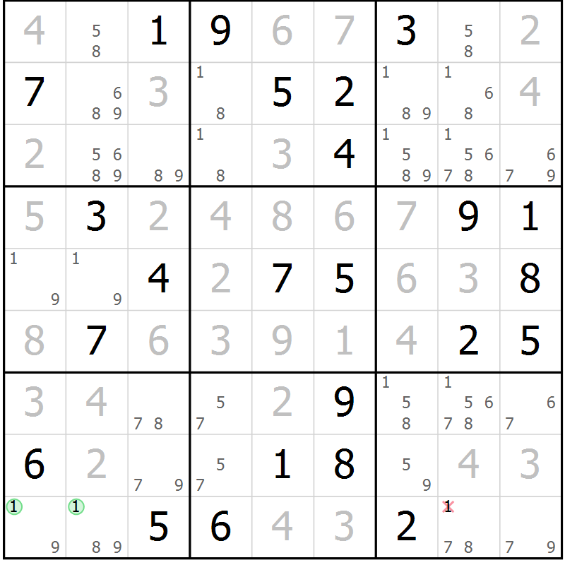 Position des candidats pour la solution de la Gr 78 page 81 du magazine de sudoku Giga sudoku niv 6-8 n° 016