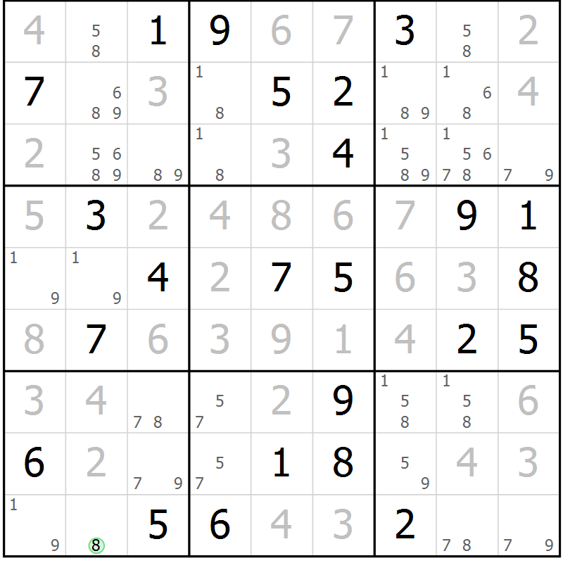 Position des candidats pour la solution de la Gr 78 page 81 du magazine de sudoku Giga sudoku niv 6-8 n° 016