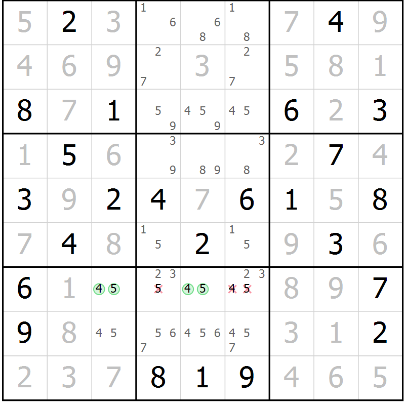 Position des candidats pour la solution de la Gr 79 page 82 du magazine de sudoku Giga sudoku niv 6-8 n° 016