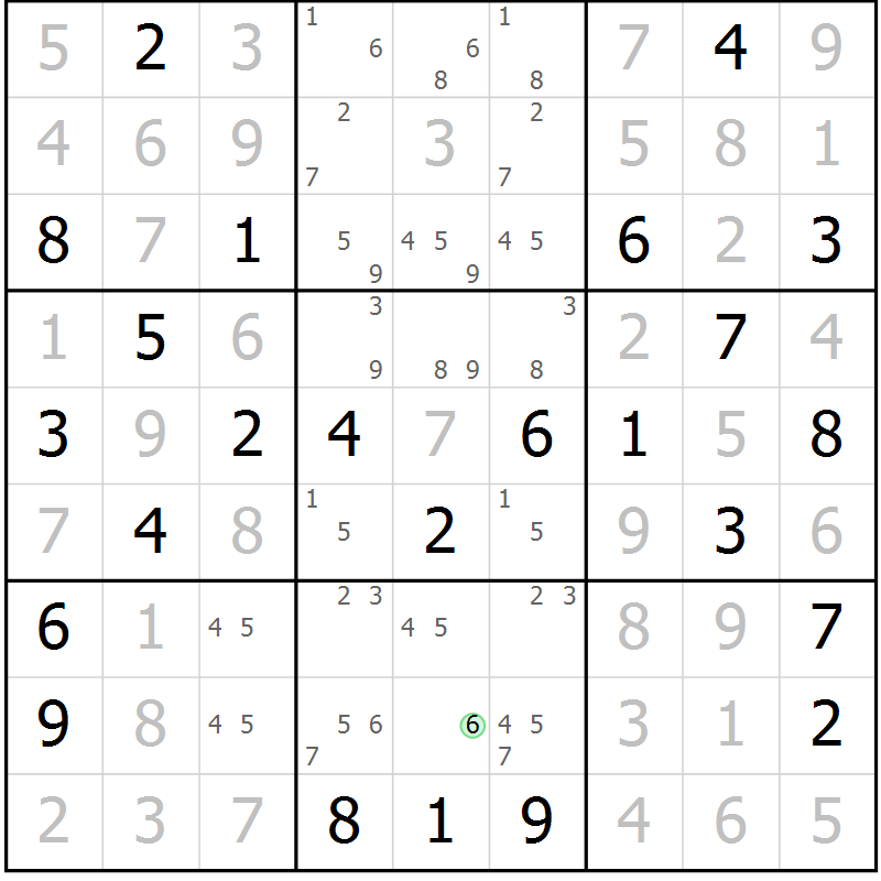 Position des candidats pour la solution de la Gr 79 page 82 du magazine de sudoku Giga sudoku niv 6-8 n° 016