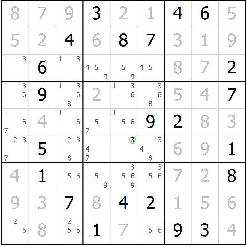 Position des candidats pour la solution de la Gr 86 page 89 du magazine de sudoku Giga sudoku niv 6-8 n° 016