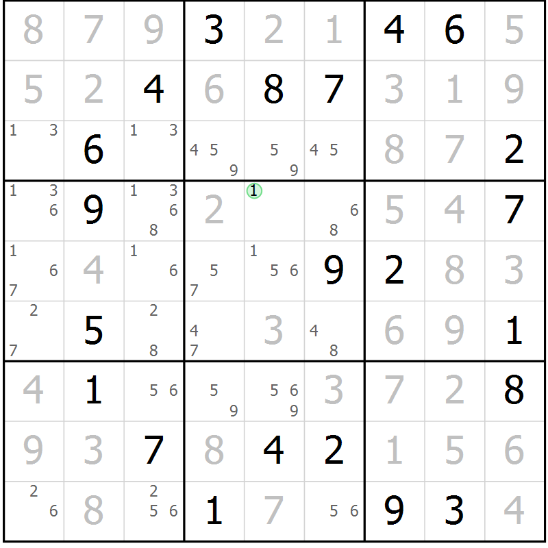 Position des candidats pour la solution de la Gr 86 page 89 du magazine de sudoku Giga sudoku niv 6-8 n° 016
