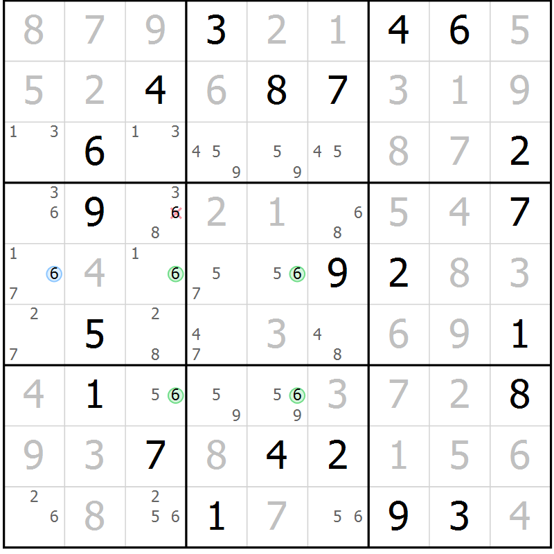 Position des candidats pour la solution de la Gr 86 page 89 du magazine de sudoku Giga sudoku niv 6-8 n° 016