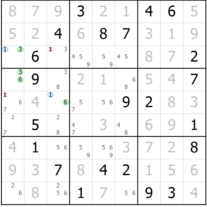 Position des candidats pour la solution de la Gr 86 page 89 du magazine de sudoku Giga sudoku niv 6-8 n° 016