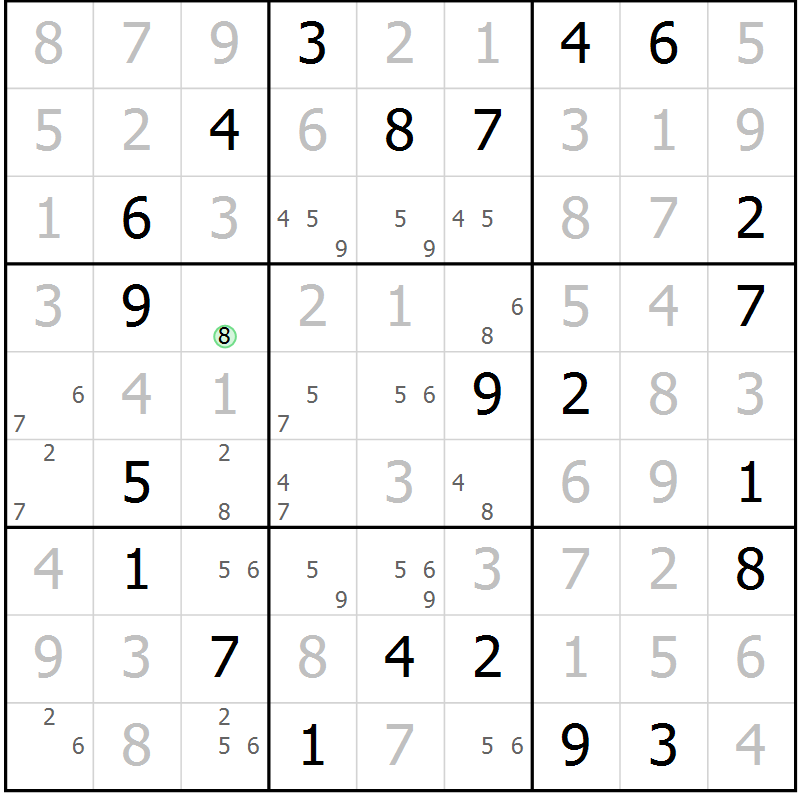 Position des candidats pour la solution de la Gr 86 page 89 du magazine de sudoku Giga sudoku niv 6-8 n° 016