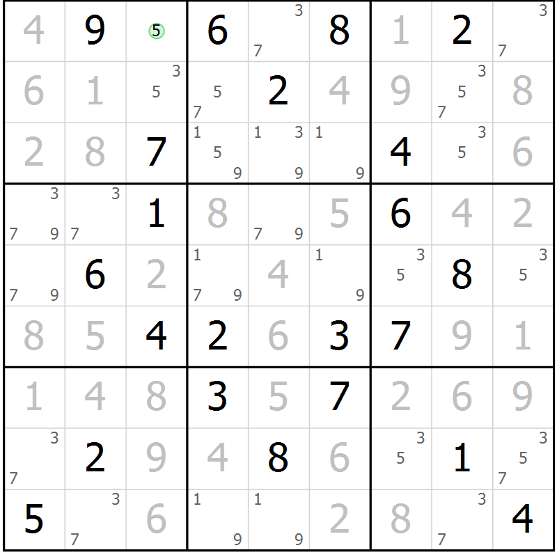 Position des candidats pour la solution de la Gr 88 page 91 du magazine de sudoku Giga sudoku niv 6-8 n° 016