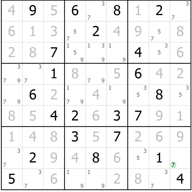 Position des candidats pour la solution de la Gr 88 page 91 du magazine de sudoku Giga sudoku niv 6-8 n° 016
