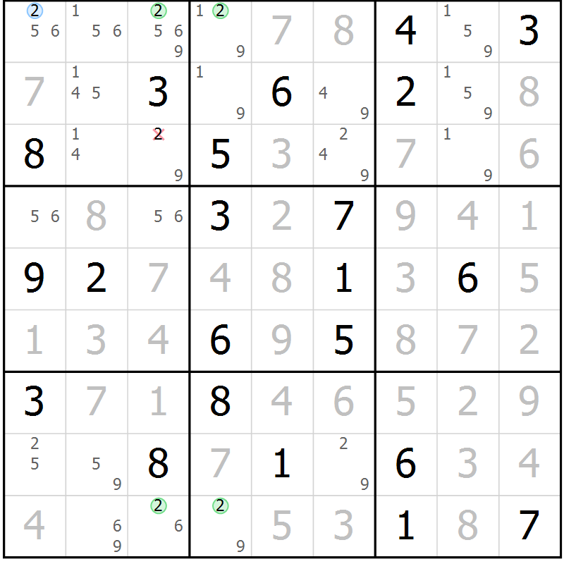 Position des candidats pour la solution de la Gr 90 page 93 du magazine de sudoku Giga sudoku niv 6-8 n° 016