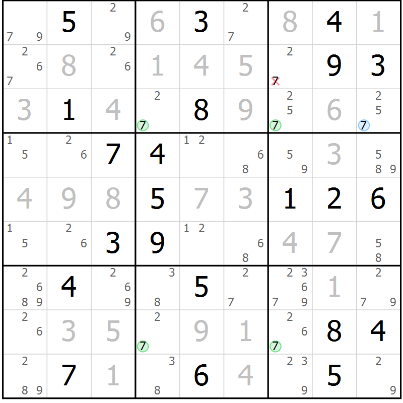 Position des candidats pour la solution de la Gr 96 page 99 du magazine de sudoku Giga sudoku niv 6-8 n° 016