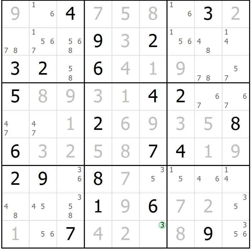 Position des candidats pour la solution de la Gr 109 page 112 du magazine de sudoku Giga sudoku niv 6-8 n° 024