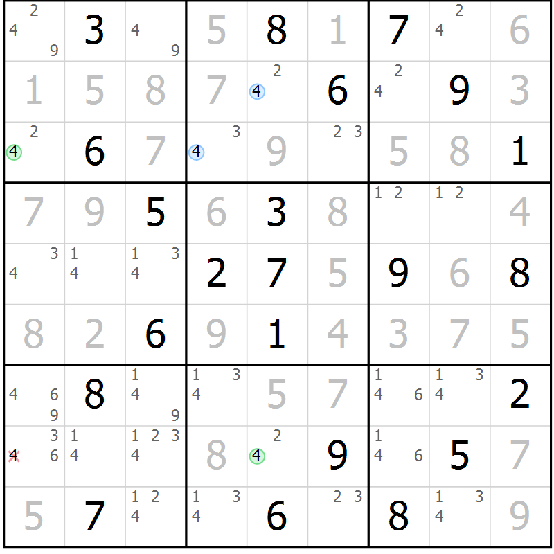 Position des candidats pour la solution de la Gr 110 page 113 du magazine de sudoku Giga sudoku niv 6-8 n° 024