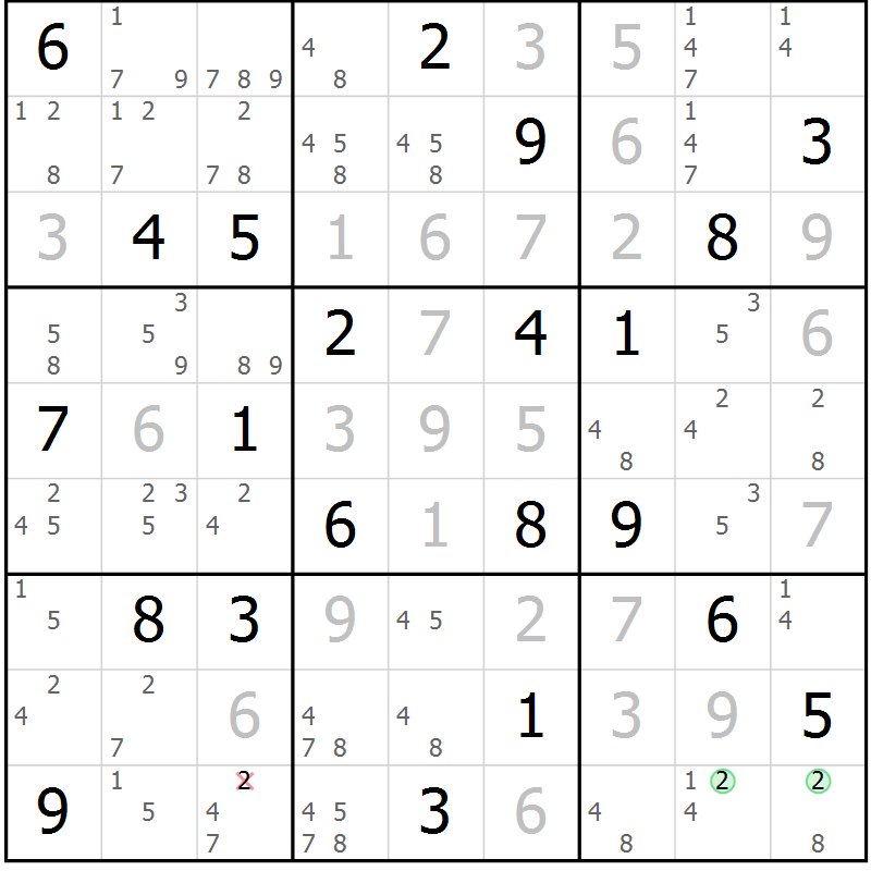 Position des candidats pour la solution de la Gr 111 page 114 du magazine de sudoku Giga sudoku niv 6-8 n° 024