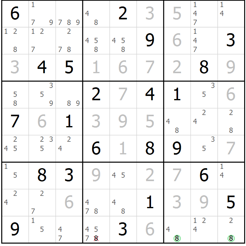 Position des candidats pour la solution de la Gr 111 page 114 du magazine de sudoku Giga sudoku niv 6-8 n° 024