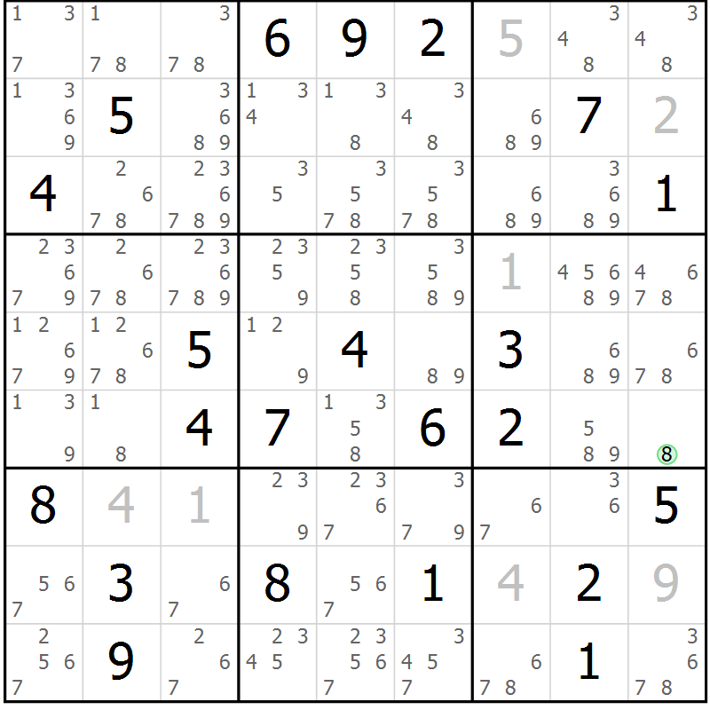 Position des candidats pour la solution de la Gr 112 page 115 du magazine de sudoku Giga sudoku niv 6-8 n° 024
