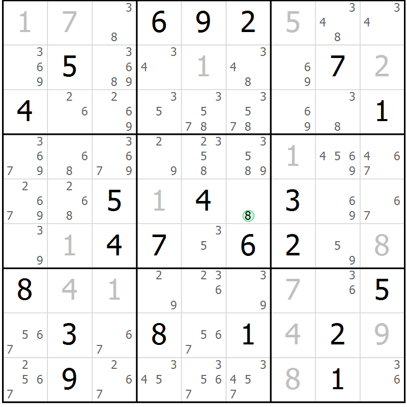 Position des candidats pour la solution de la Gr 112 page 115 du magazine de sudoku Giga sudoku niv 6-8 n° 024