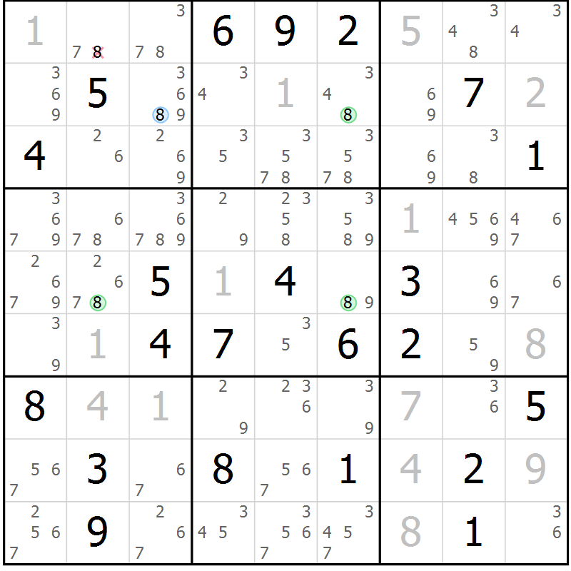 Position des candidats pour la solution de la Gr 112 page 115 du magazine de sudoku Giga sudoku niv 6-8 n° 024