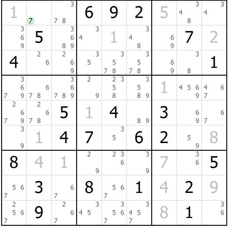 Position des candidats pour la solution de la Gr 112 page 115 du magazine de sudoku Giga sudoku niv 6-8 n° 024