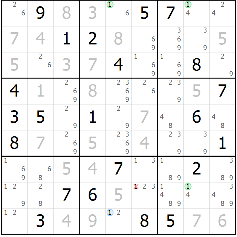 Position des candidats pour la solution de la Gr 113 page 116 du magazine de sudoku Giga sudoku niv 6-8 n° 024
