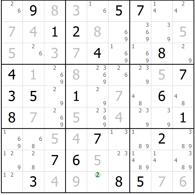 Position des candidats pour la solution de la Gr 113 page 116 du magazine de sudoku Giga sudoku niv 6-8 n° 024