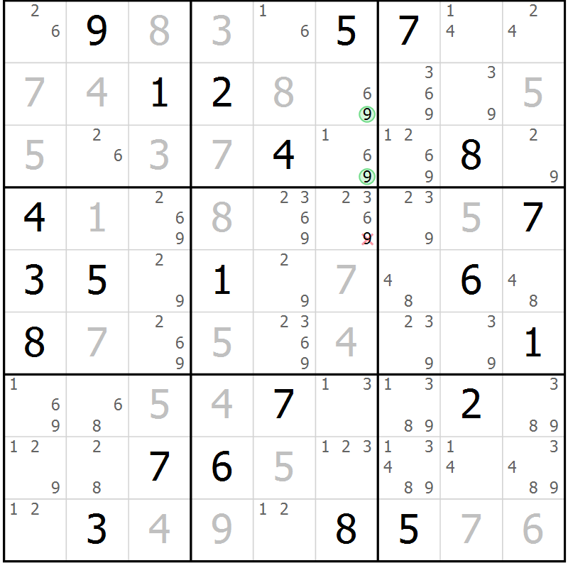Position des candidats pour la solution de la Gr 113 page 116 du magazine de sudoku Giga sudoku niv 6-8 n° 024