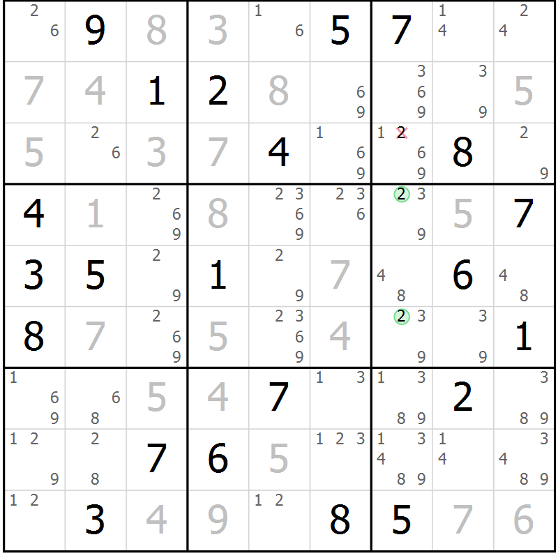 Position des candidats pour la solution de la Gr 113 page 116 du magazine de sudoku Giga sudoku niv 6-8 n° 024