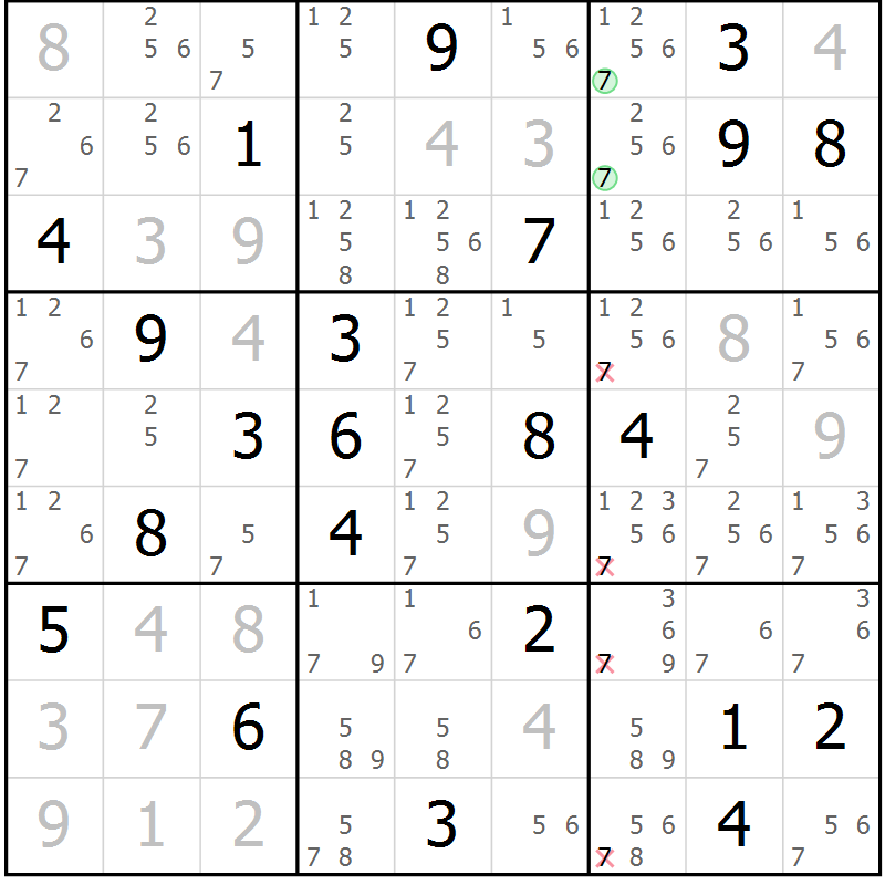 Position des candidats pour la solution de la Gr 114 page 117 du magazine de sudoku Giga sudoku niv 6-8 n° 024
