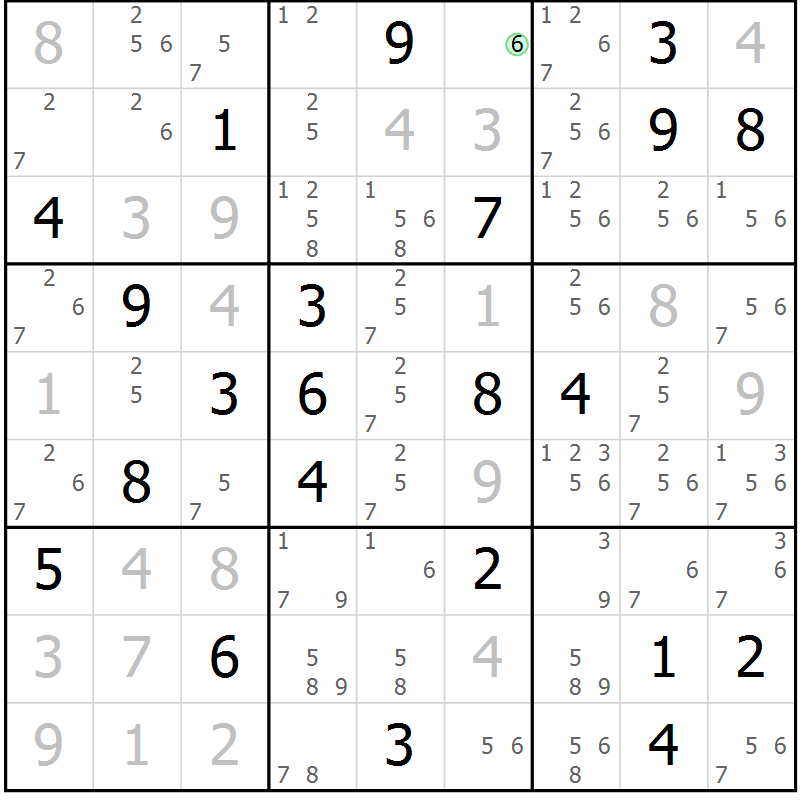 Position des candidats pour la solution de la Gr 114 page 117 du magazine de sudoku Giga sudoku niv 6-8 n° 024