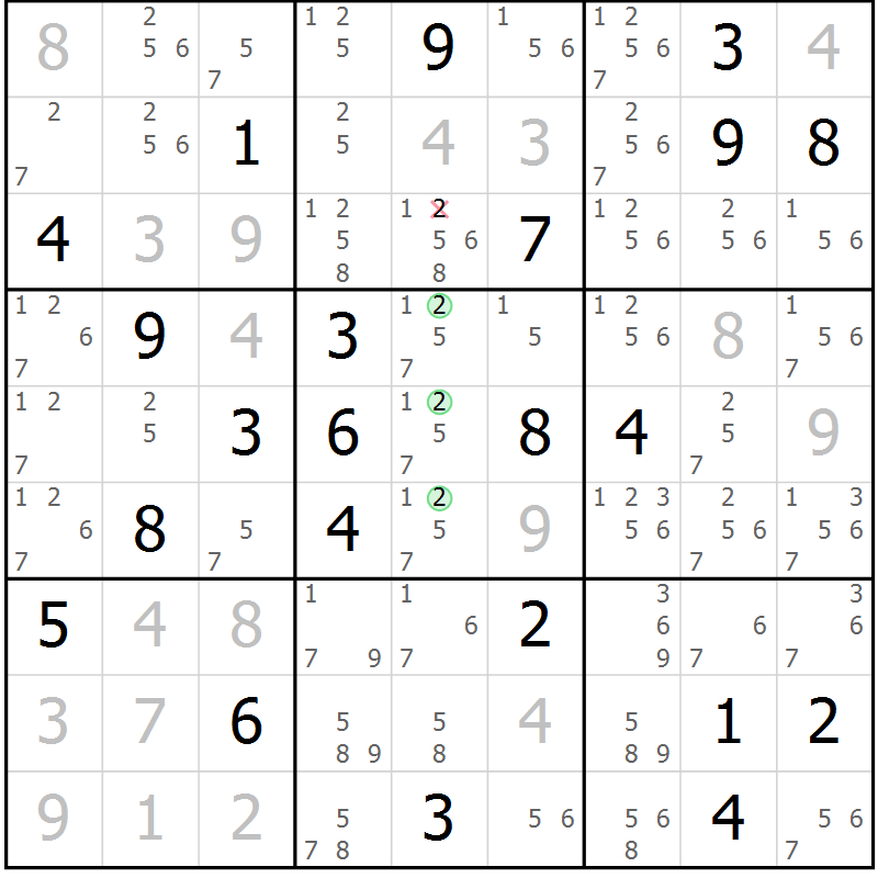 Position des candidats pour la solution de la Gr 114 page 117 du magazine de sudoku Giga sudoku niv 6-8 n° 024