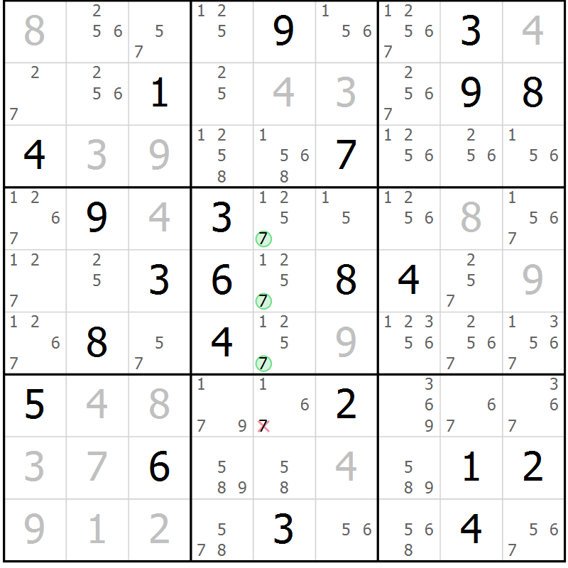 Position des candidats pour la solution de la Gr 114 page 117 du magazine de sudoku Giga sudoku niv 6-8 n° 024