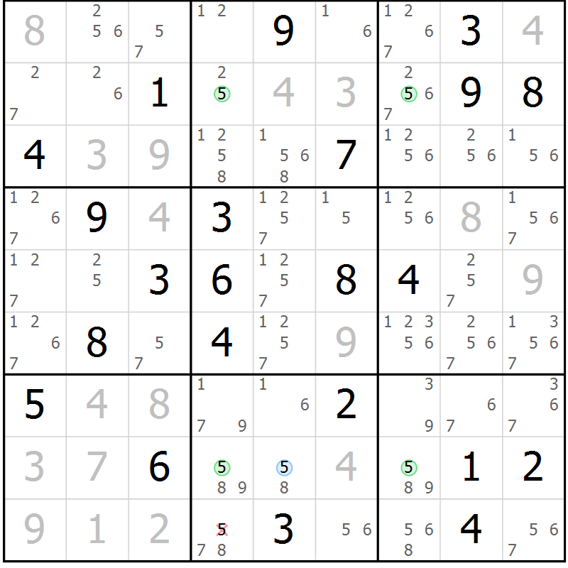 Position des candidats pour la solution de la Gr 114 page 117 du magazine de sudoku Giga sudoku niv 6-8 n° 024
