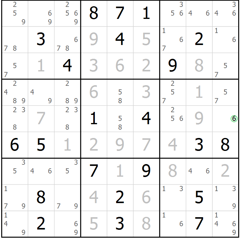 Position des candidats pour la solution de la Gr 115 page 118 du magazine de sudoku Giga sudoku niv 6-8 n° 024