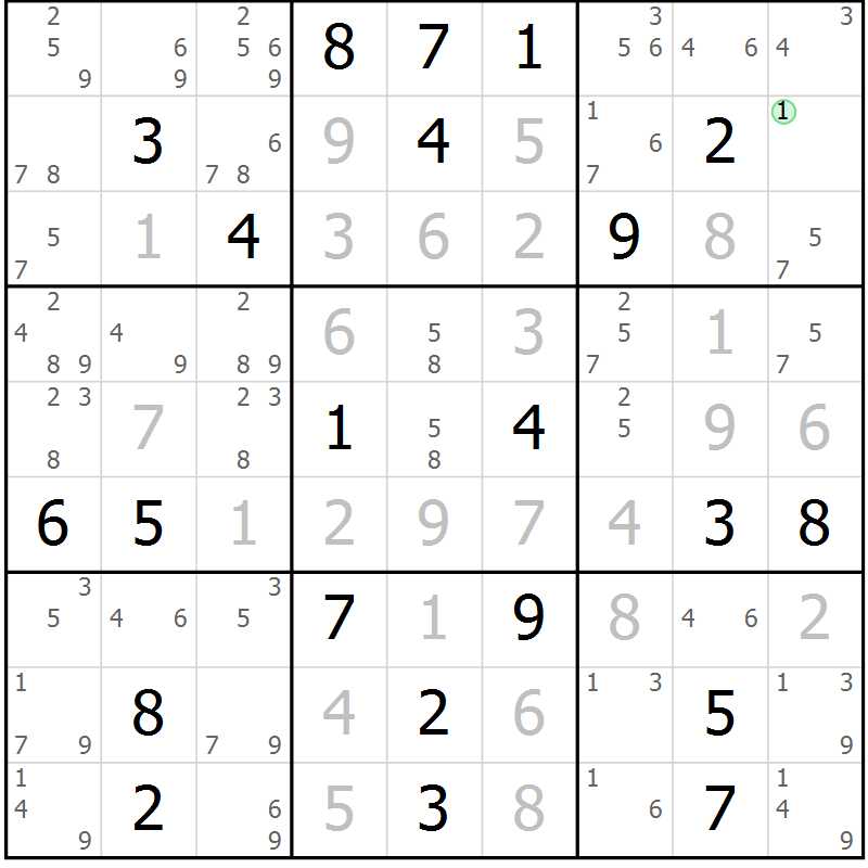 Position des candidats pour la solution de la Gr 115 page 118 du magazine de sudoku Giga sudoku niv 6-8 n° 024