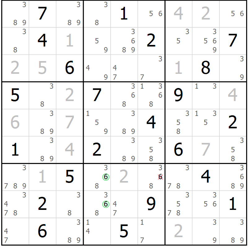 Position des candidats pour la solution de la Gr 117 page 120 du magazine de sudoku Giga sudoku niv 6-8 n° 024
