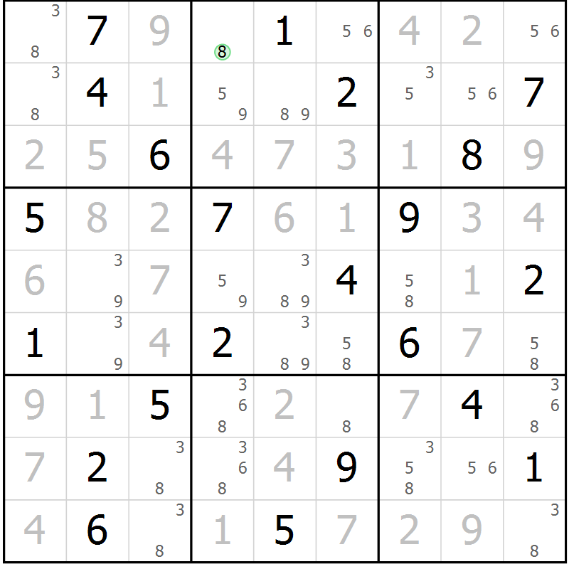 Position des candidats pour la solution de la Gr 117 page 120 du magazine de sudoku Giga sudoku niv 6-8 n° 024