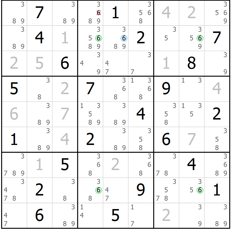 Position des candidats pour la solution de la Gr 117 page 120 du magazine de sudoku Giga sudoku niv 6-8 n° 024