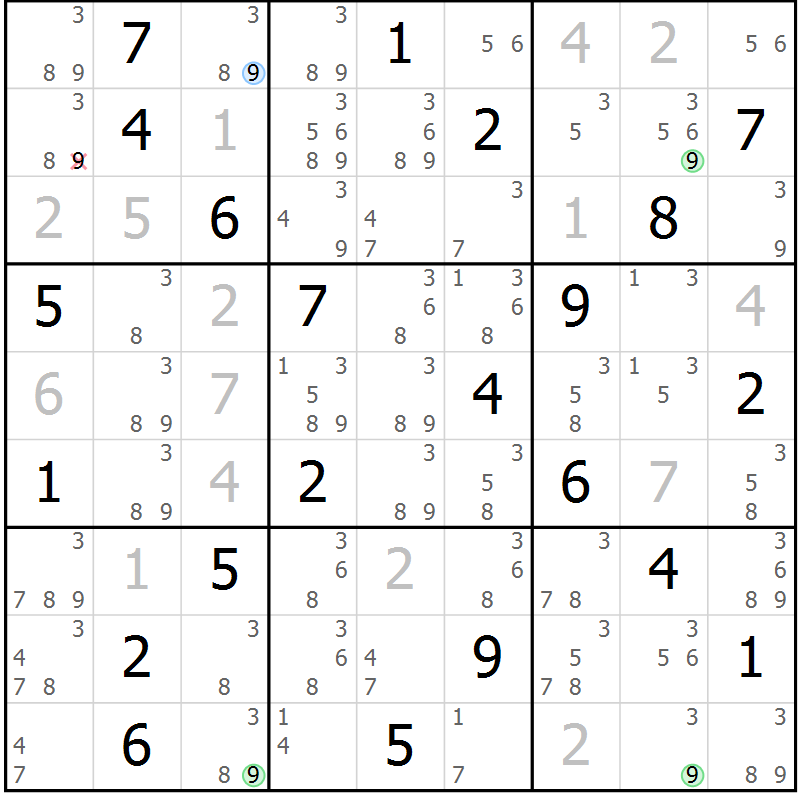 Position des candidats pour la solution de la Gr 117 page 120 du magazine de sudoku Giga sudoku niv 6-8 n° 024