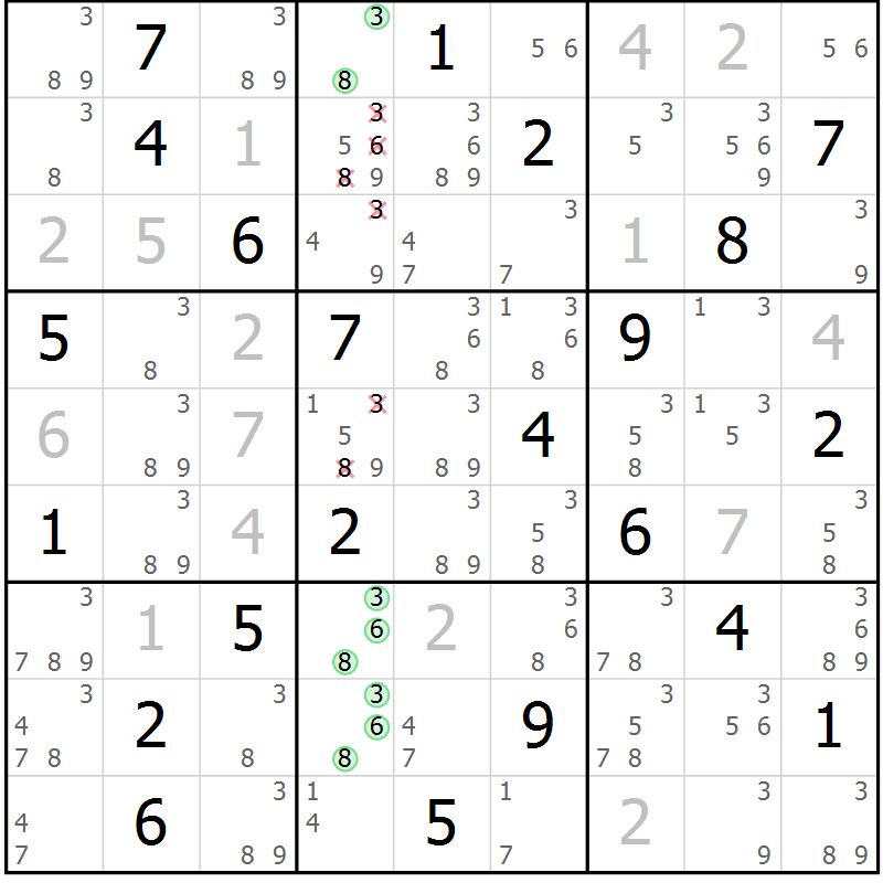 Position des candidats pour la solution de la Gr 117 page 120 du magazine de sudoku Giga sudoku niv 6-8 n° 024